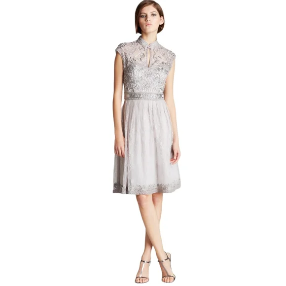 chinese dress ladies Sheer Embroidered Mandarin Collar Dress – Patricia Field ARTFASHION main image 1